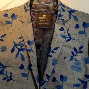 Moods of Norway gray floral blue print sport coat 🧥